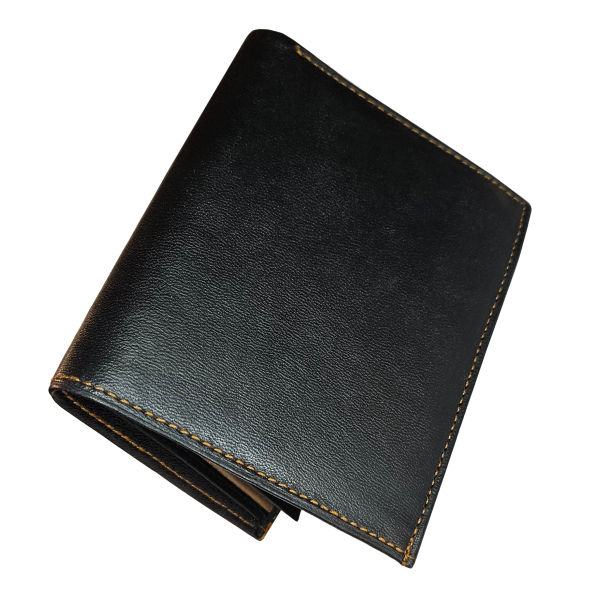 Geldtasche Hochformat Nappa-Leder Kombibörse schwarz/tan